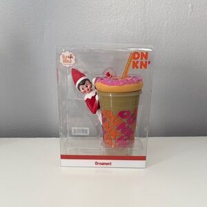 Dunkin' Coffee Cup Ornament with Elf